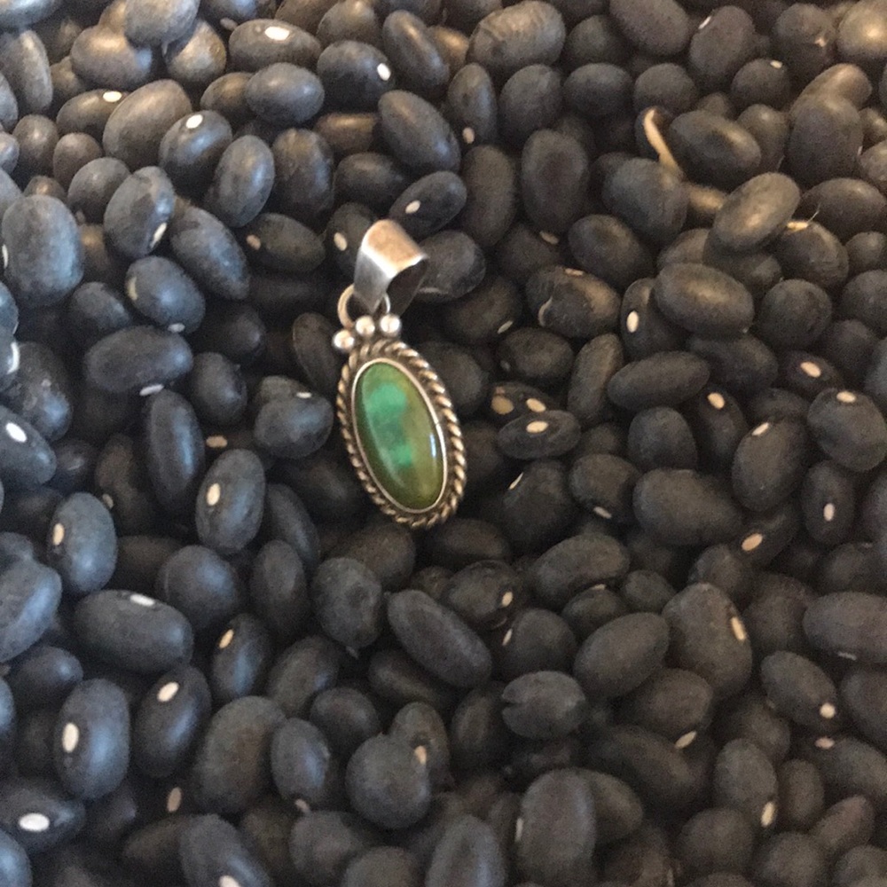 Green Turquoise and Sterling Silver Pendant